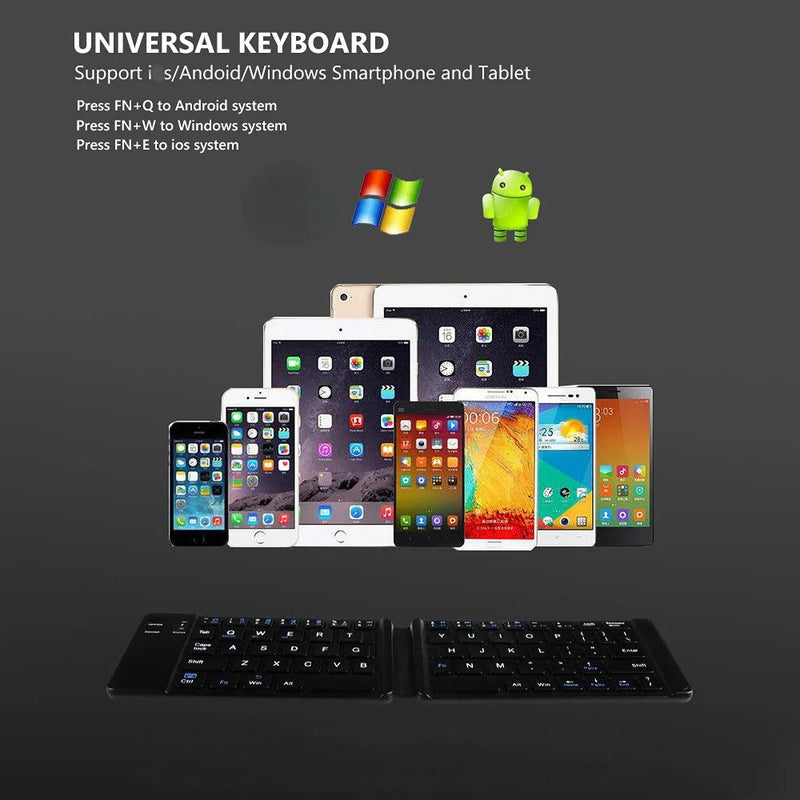 Mini Teclado Dobrável Teclado Ipad Tablet Telefone Carregamento Bluetooth Teclado Bluetooth sem fio Teclado Bluetooth portátil d