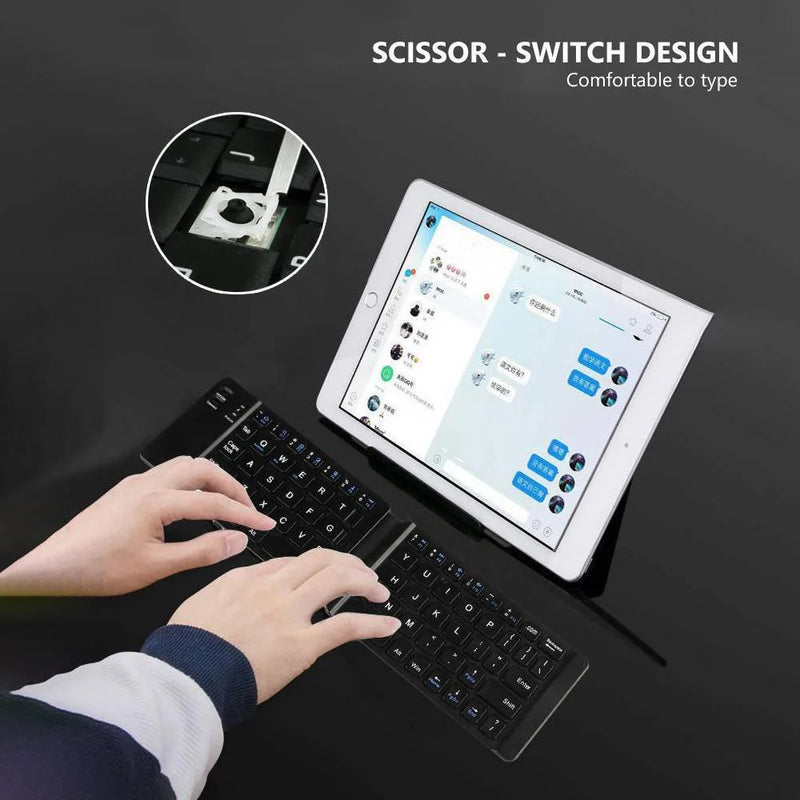 Mini Teclado Dobrável Teclado Ipad Tablet Telefone Carregamento Bluetooth Teclado Bluetooth sem fio Teclado Bluetooth portátil d