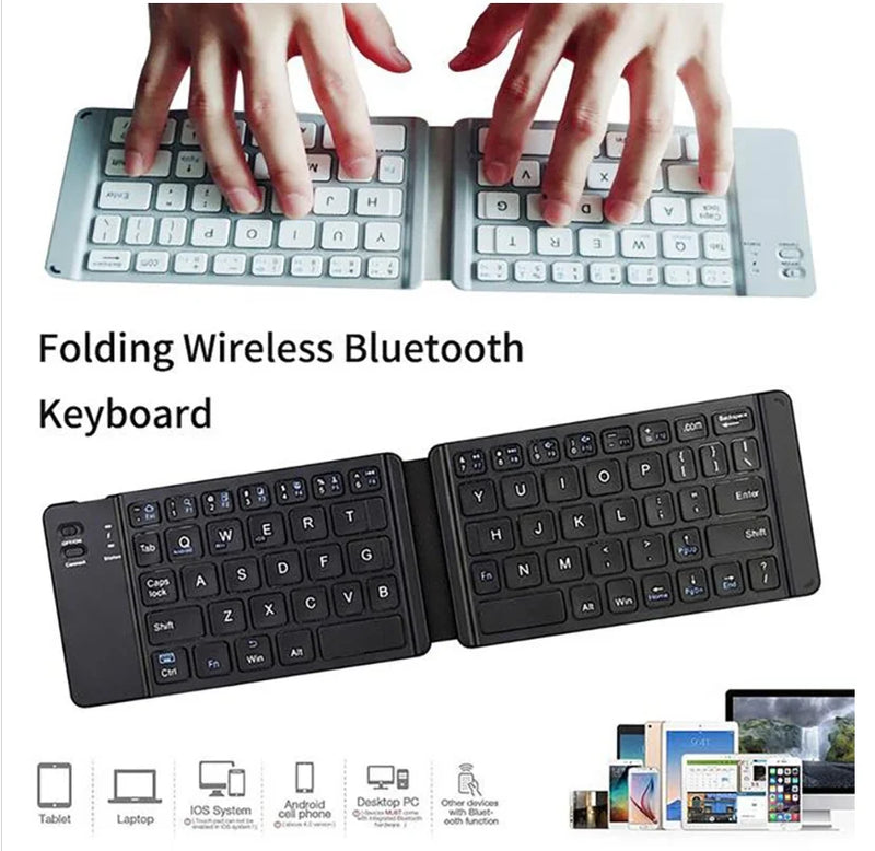 Mini Teclado Dobrável Teclado Ipad Tablet Telefone Carregamento Bluetooth Teclado Bluetooth sem fio Teclado Bluetooth portátil d