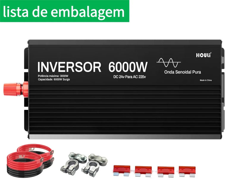 inversor 24v 220v onda pura 2000W 3000W 4000W 5000W 6000W Inversor Senoidal Pura