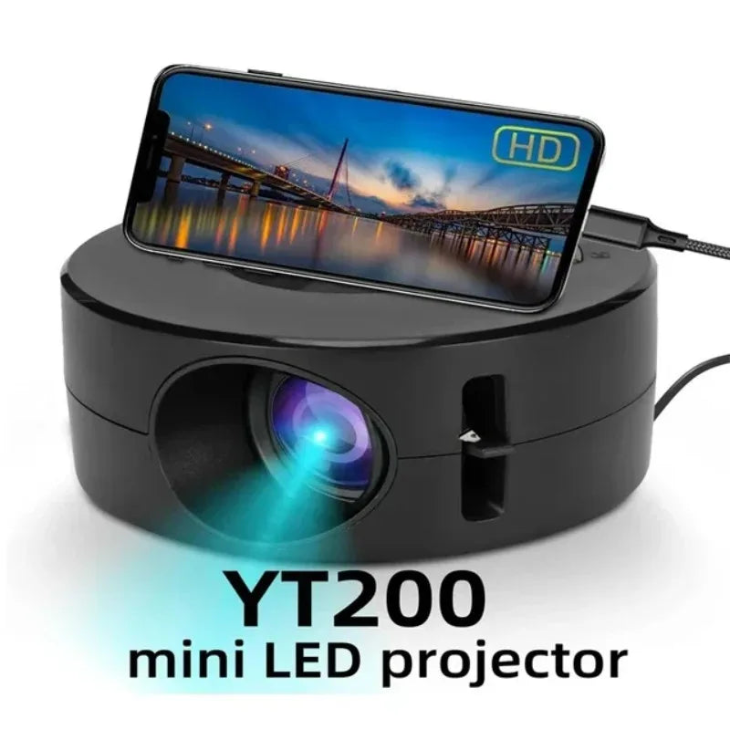 Projetor Inteligente com Foco Automático, Android, LED HD - Suporte para Decodificação de Vídeos em 1080P, Cinema em Casa e Portátil para Uso Externo